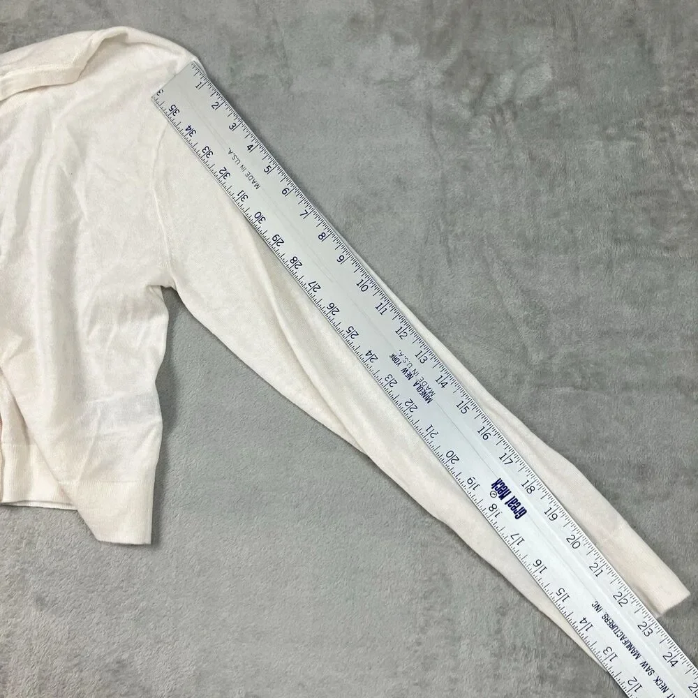 J Crew Cashmere Cardigan Women S Ivory Cropped Button Front Featherweight BZ400